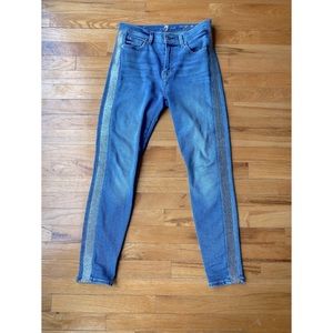 7 For All Mankind High Rise Side Striped Skinny Jeans Size 28 (Designer)